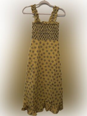 moodie Yellow Floral Smocked Maxi Skirt